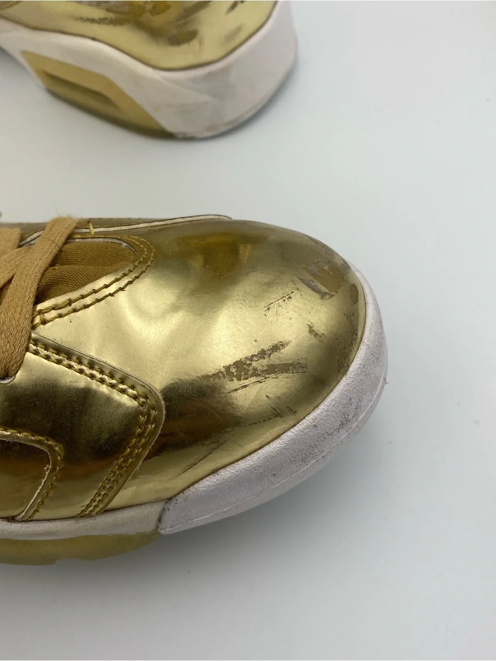 Jordan Metallic Gold High Top Sneakers with White Interior